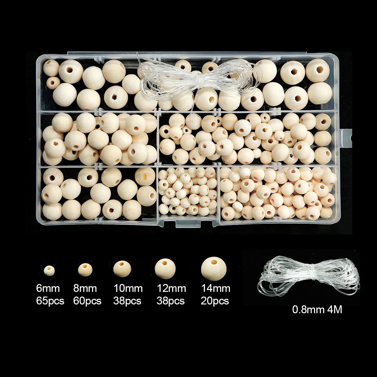 

Бусины из натурального бука: Круглые деревянные бусины 6-14 мм для изготовления украшений 15-compartment Boxed Wood Beads