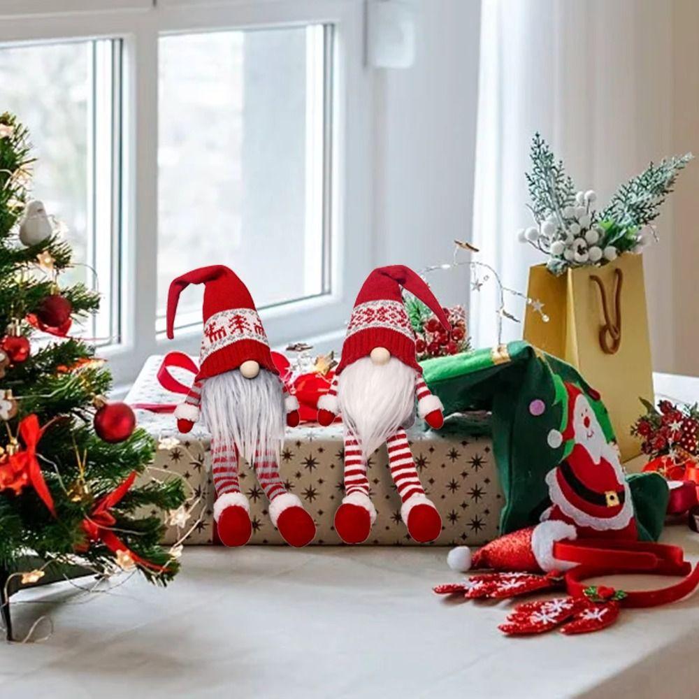 Kawaii Christmas Faceless Gnome Doll Cartoon Long Old Man Doll Knitted Christmas Doll  Office