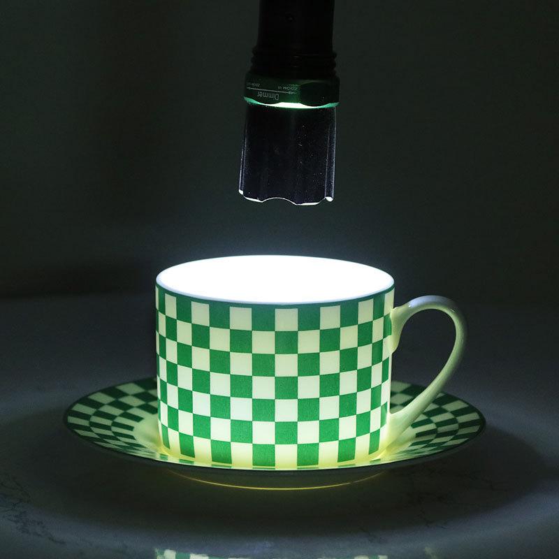 Nordic Black And White Green Plaid Bone China Cup Saucer Couple Coffee Cup Saucer Ceramic Afternoon Tea Cup Saucer Birthday Gift