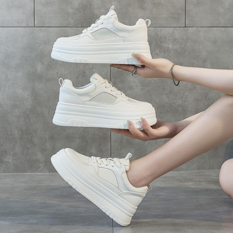 Thick-soled inner height-increasing small white shoes women's 2025 new summer mesh breathable women's shoes lightweight soft-soled muffin shoes