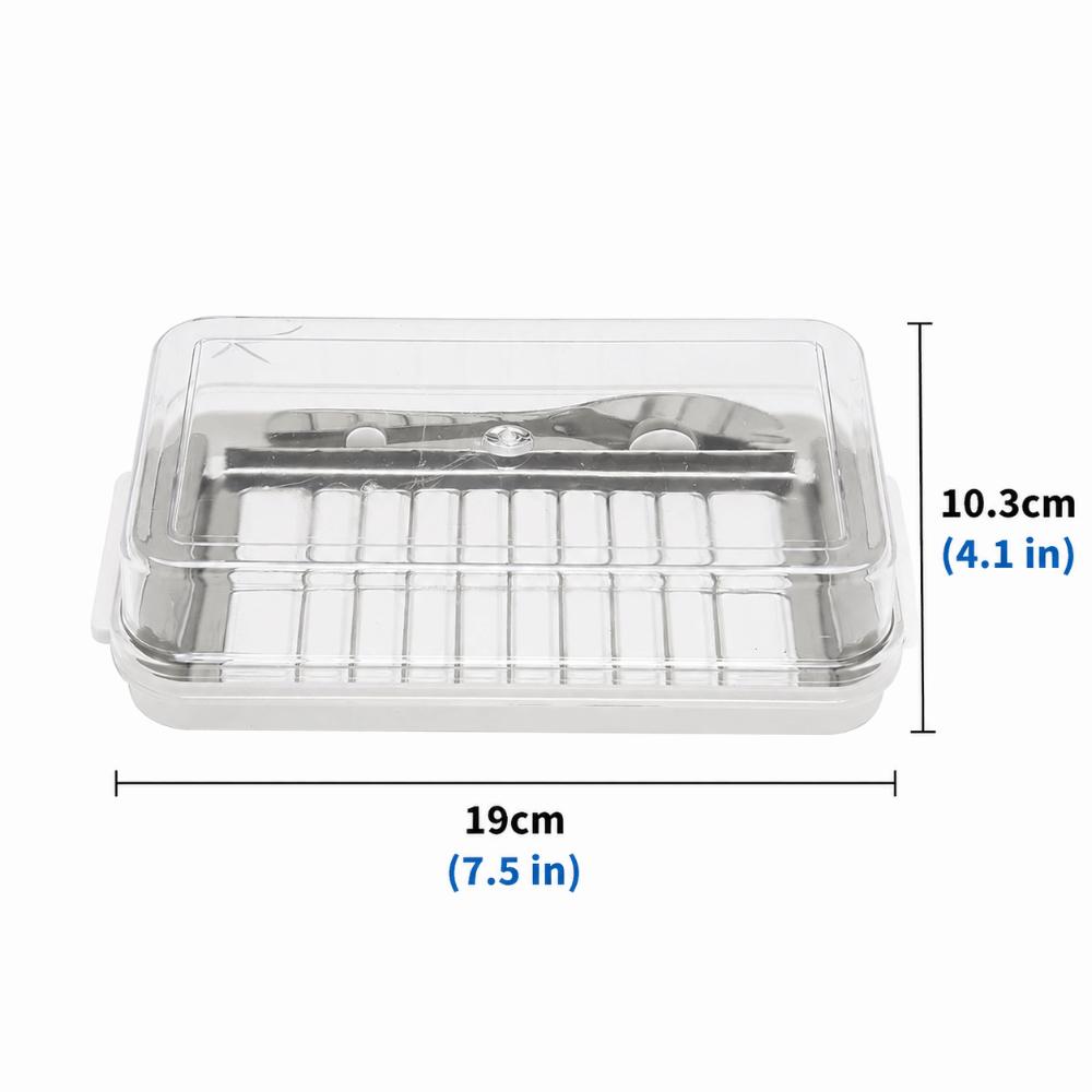 2 In 1 Design Butter Slicer Cutter Transparent Cover Butter Dispenser Slicer Kitchen Countertop