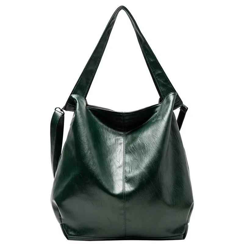 

Fashion Big Leather Tote Bag For Women Large Capacity Retro Shoulder Bags Soft Leather Crossbody Handbags Large Lady Shopper Bag