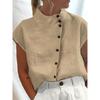 Women's Fashion Casual Summer Spring Solid Color Print Short Sleeve Half Turtleneck Blouses & Shirts