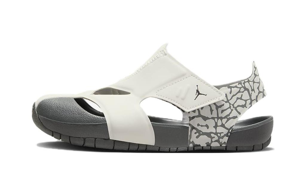 Jordan Flare Slip Resistant Anti Kick Children's Sandals White Gray Children Aged 3 7 Years Old CI7849-100