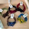 Korean Style Velvet Bow Hair Ties Set - Candy Color, 2-Piece Ponytail Elastics