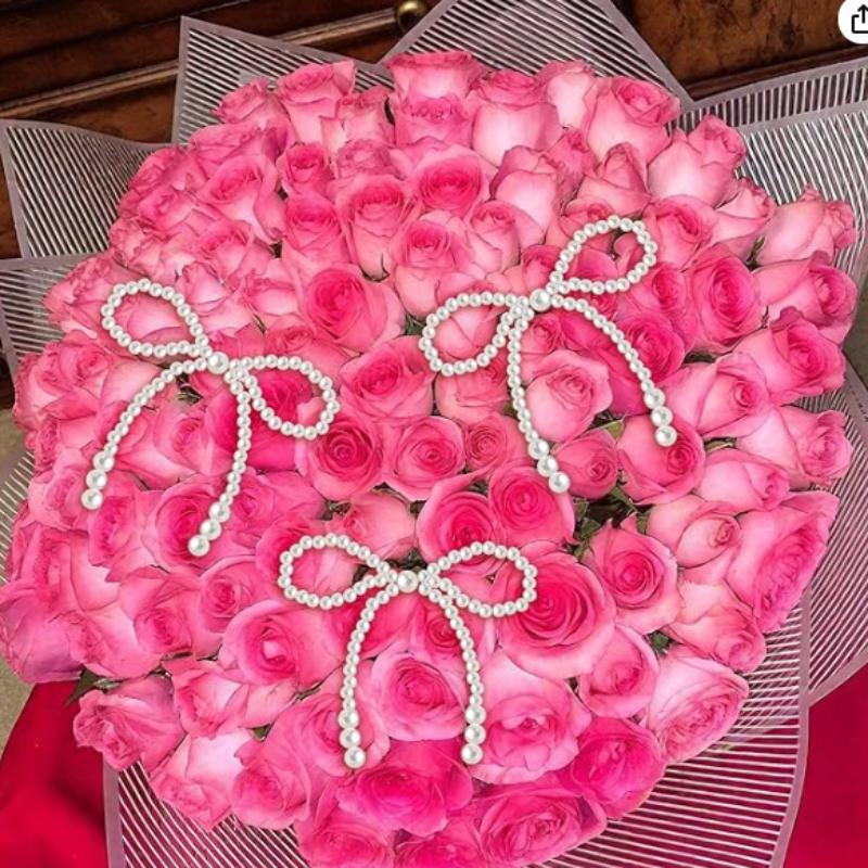 5/10Pcs Pearl Bow Cake Decoration, Suitable For Single Party, Birthday, Baptism, Wedding, Princess Themed Party Decoration