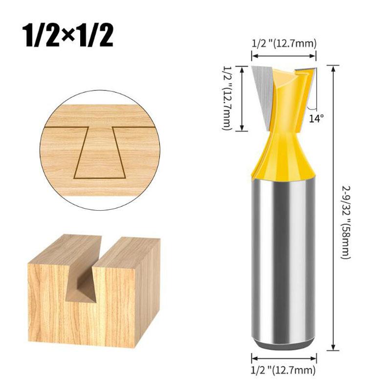 1Pc 6.35mm 12.7mm Shank Dovetail Joint Router Bits Set Dovetail Joint Router Bits Set 14 Degree Milling Cutter For Wood