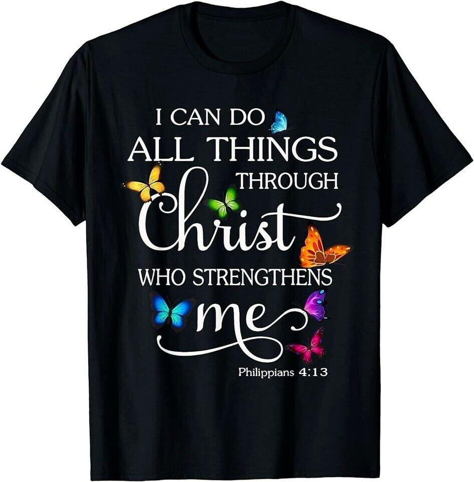 SALE I Can Do All Things Through Christ Butterfly Art - Religious T-Shirt Unisex T-Shirt XXXL