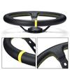 6 Civata 350mm Evrensel Derin Çanak Araba Yarışı Drifting Direksiyon Simidi PU Deri Direksiyon Simidi Derin Mısır Çanağı Spor Drifting siyah +sarı