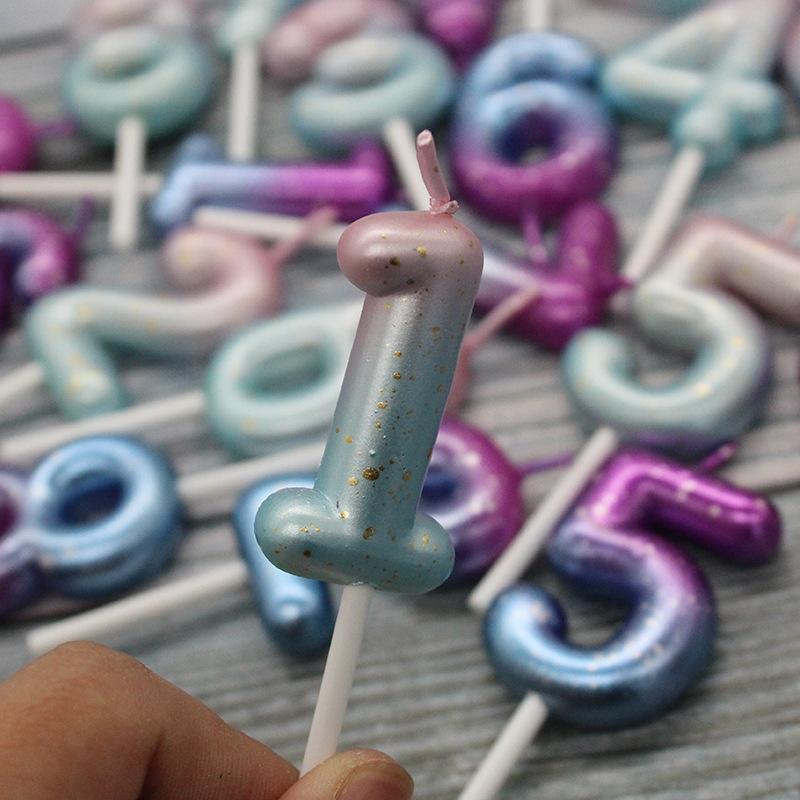 New Galaxy Starry Sky Gradient Number 0-9 Candle Creative Romantic Party Dream Gradient Candle