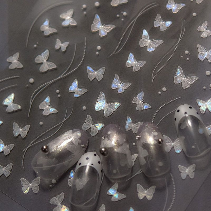 

Shell Tomoni Embossed Japanese Style Transparent Nail Sticker Shell Light Small White Butterfly 3888