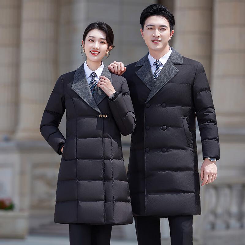 Teluoman Black Suit Collar Professional Padded Winter Coat