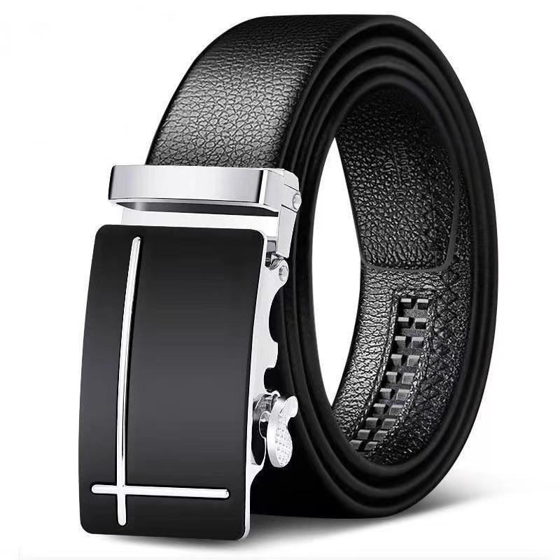 Trendy Youth & Middle-Aged Men's Genuine Leather Automatic Buckle Belt - Korean Style for Casual & Business Wear