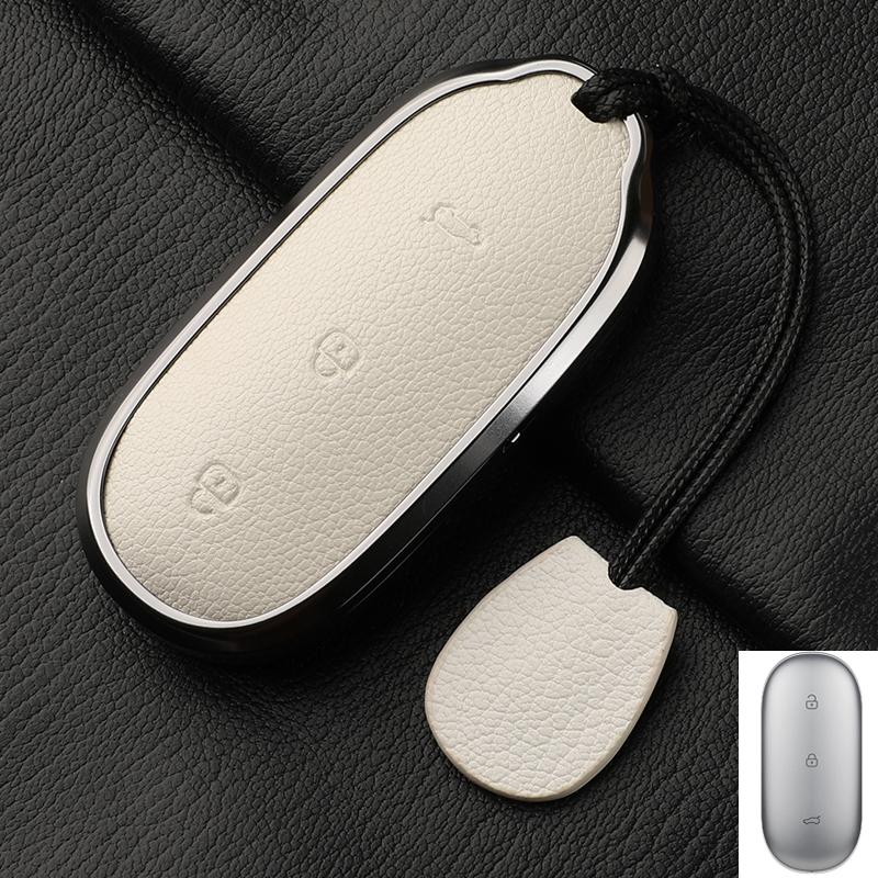 For Lixiang L9 L7 L8 L6 Key Fob Cover Leather Car Case Aluminum Buckle Alloy Keychain Accessories G4B7 Li Auto Inc