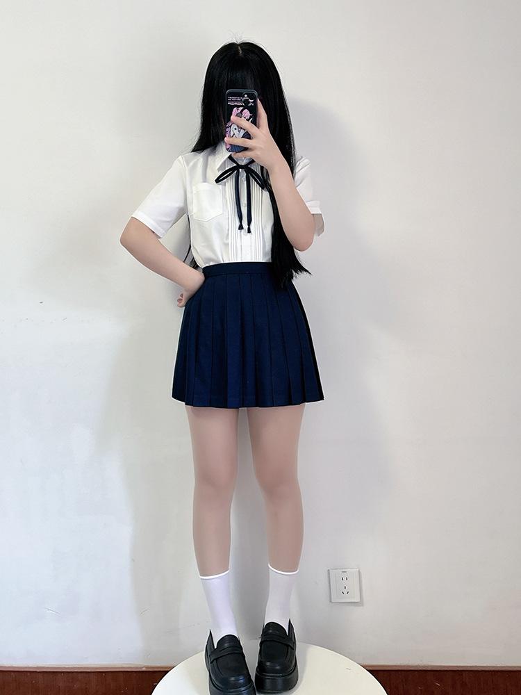 Women's Original Solid Color Pleated Skirt: Short, Medium, and Long Options for Student Graduation Photos