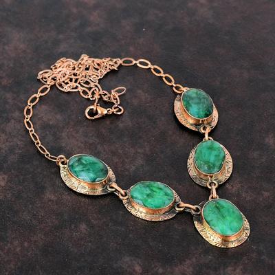 Faceted Zambian Emerald Necklace Copper Necklace Gemstone Jewelry Adjustable Chain Necklace Handmade Necklace Copper Jewelry Engagement Gift