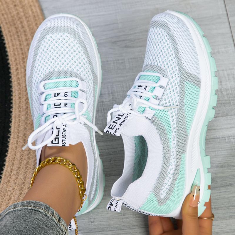 Spring and Autumn New Women's Shoes Sneakers Flying Woven Mesh Shoes Shallow Mouth Lightweight Casual Shoes Comfortable Versatile Single Shoes