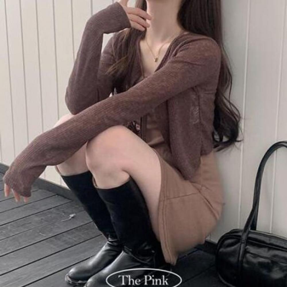 The Pink Women S Holter Neck Slim Fit Mini dreSS + Bolero Cardigan Set