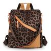 Women's Soft Leather Anti-Theft Backpack Multi-Purpose Leopard Print Shoulder Bag