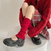 Socks College Style Spring And Autumn Medium Tube Stacking Socks Solid Color Lace Lolita Wool Leg Cover