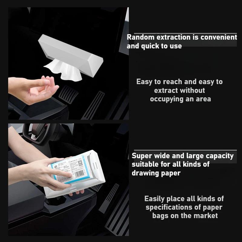 For Tesla Model 3/Y/S/X Car Tissue Box Silicone Seat Back Hanging Holder with Fix Strap for Model 3+ Model Y Juniper Cybertruck