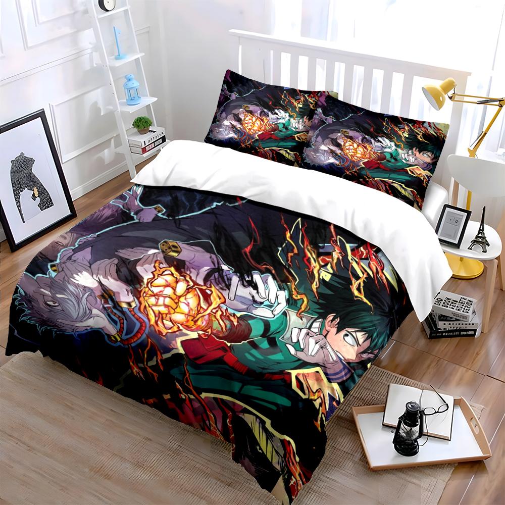 Anime Hero Bedding Set with Lightning Design Bedding set (1 duvet cover, 2 pillowcases, duvet not included)