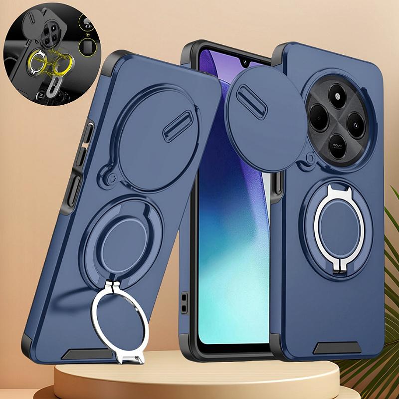 Capa For Xiaomi Poco C75 4G Case Armor Slide Lens Protector Cover For Poko Little C75 C 75 Pococ75 Car Magnetic Ring Stand Funda