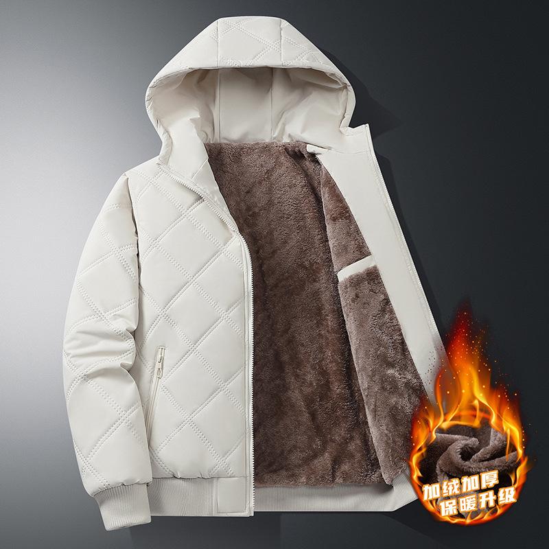 Winter velvet thickened cotton jacket men's 2025 new stand-up collar windproof jacket cotton-padded winter middle-aged dad