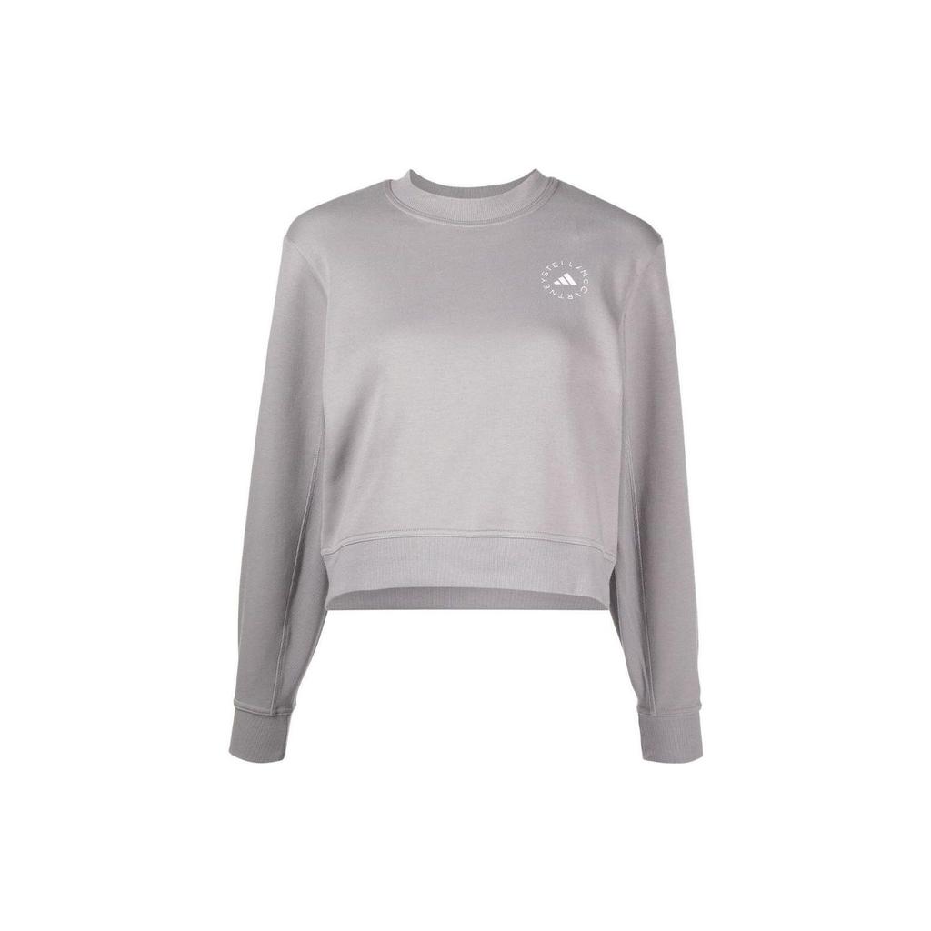 Adidas X Stella McCartney Logo Print Crew Neck Sweatshirt Women Tops Grey HR2528