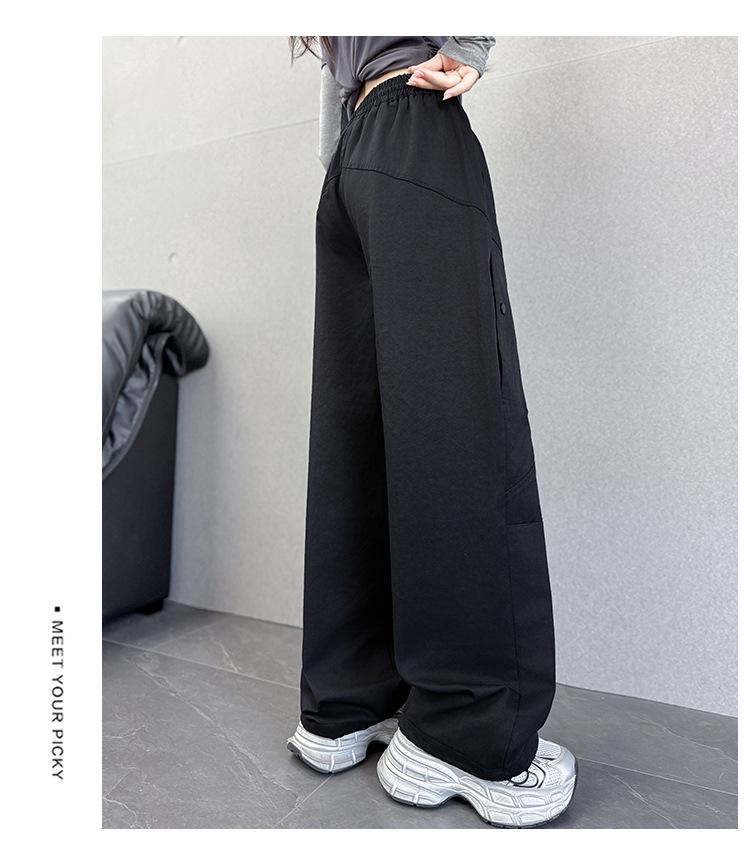 2025 Girls' Autumn Scimitar Cuffed Sweatpants - Casual, Medium and Large Sizes for Spring/Autumn