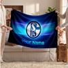 Schalke 04 FC Personalized Fleece Blanket With Football Logo, Custom Name Text Soft Warm Home Throw Blanket