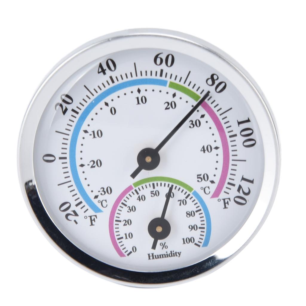 Mini Indoor Thermometer Hygrometer 2 In 1 Compact Structure Clear Scale Silver Humidity Monitor Gauge for Greenhouses