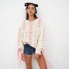 Autumn and Winter Women's Personalised Design Sense Round Neck Ribbon Temperament Sweet and Versatile Sweater