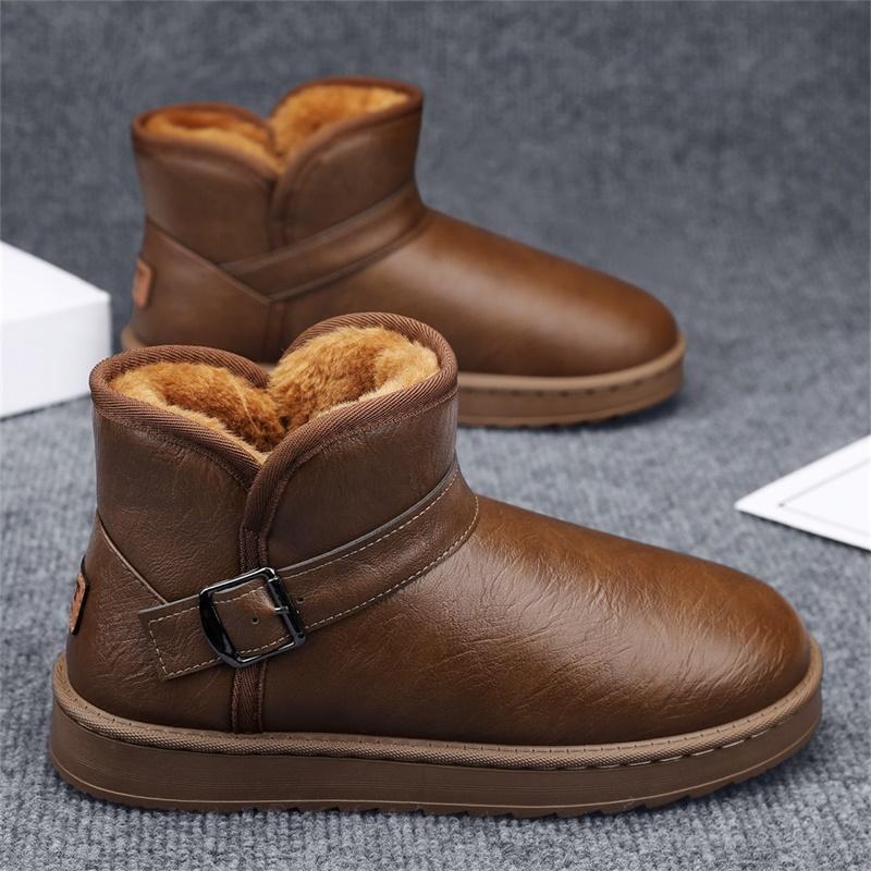 Winter Snow Boots for Man High Top Waterproof Warm Thermal Insulated Fur Fleece-Lined Ankle Boots Non-Slip Outdoor Casual Shoes
