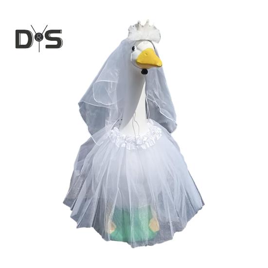 White Wedding Porch Goose Clothes Easy to Wear Festival Goose Attire Garden Decor Porch Goose Outfit
