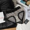 Women's New Summer Sexy Leopard Print Floral Net Yarn No Mark 10A Antibacterial Crotch Triangle Briefs