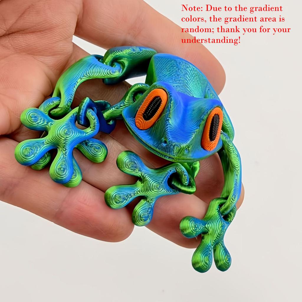 3D Printed Coloful Magnetic Frog Joint Movable Ornaments Kitchen Refrigerator Magnet Home&Office Desk Decoration 12Cm/5In