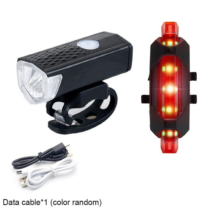 Bike Light Kit USB Rechargeable Headlight With Tail Light Easy Installation 3 Modes For Road Mountain Bike Accessories