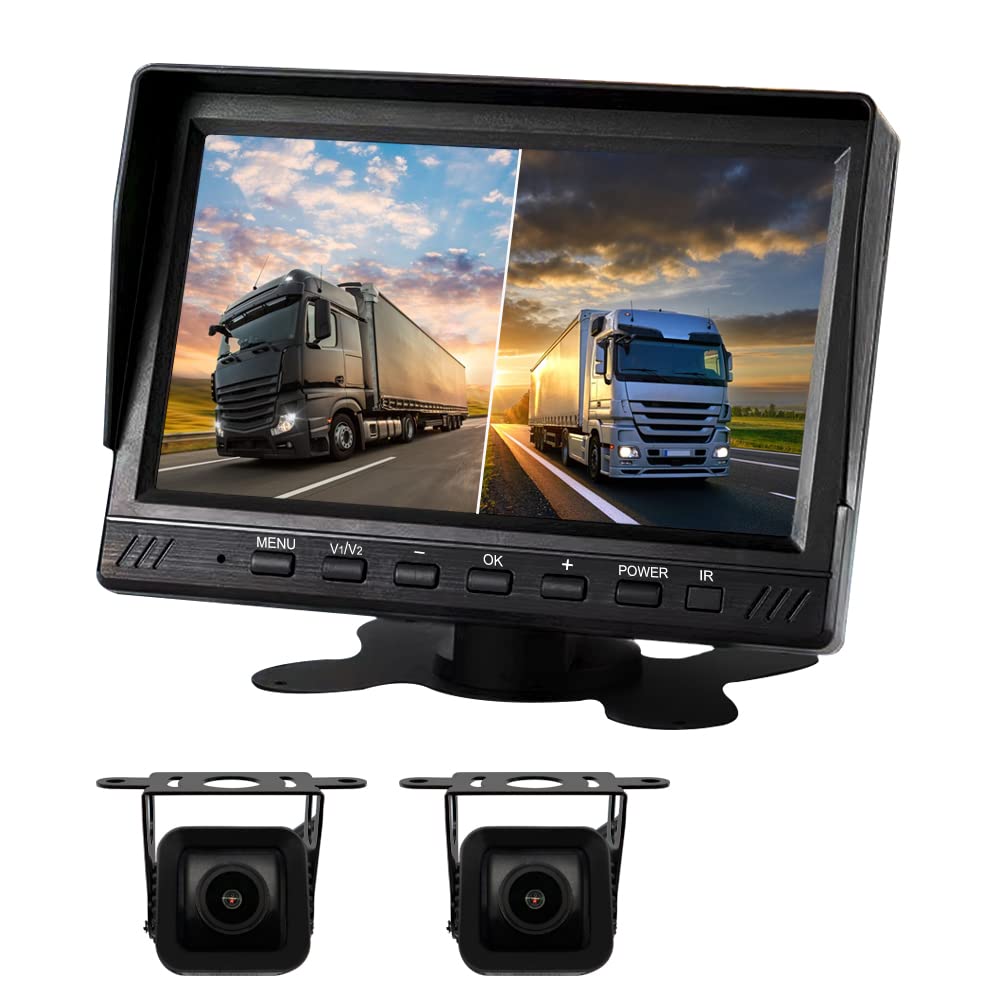 OBEST Monitor Camera Set with Recording Backup Camera LCD Monitor for 1080P Blind Spot Screen BSD Compatible with Heavy 20M 7-inch Function, Set,