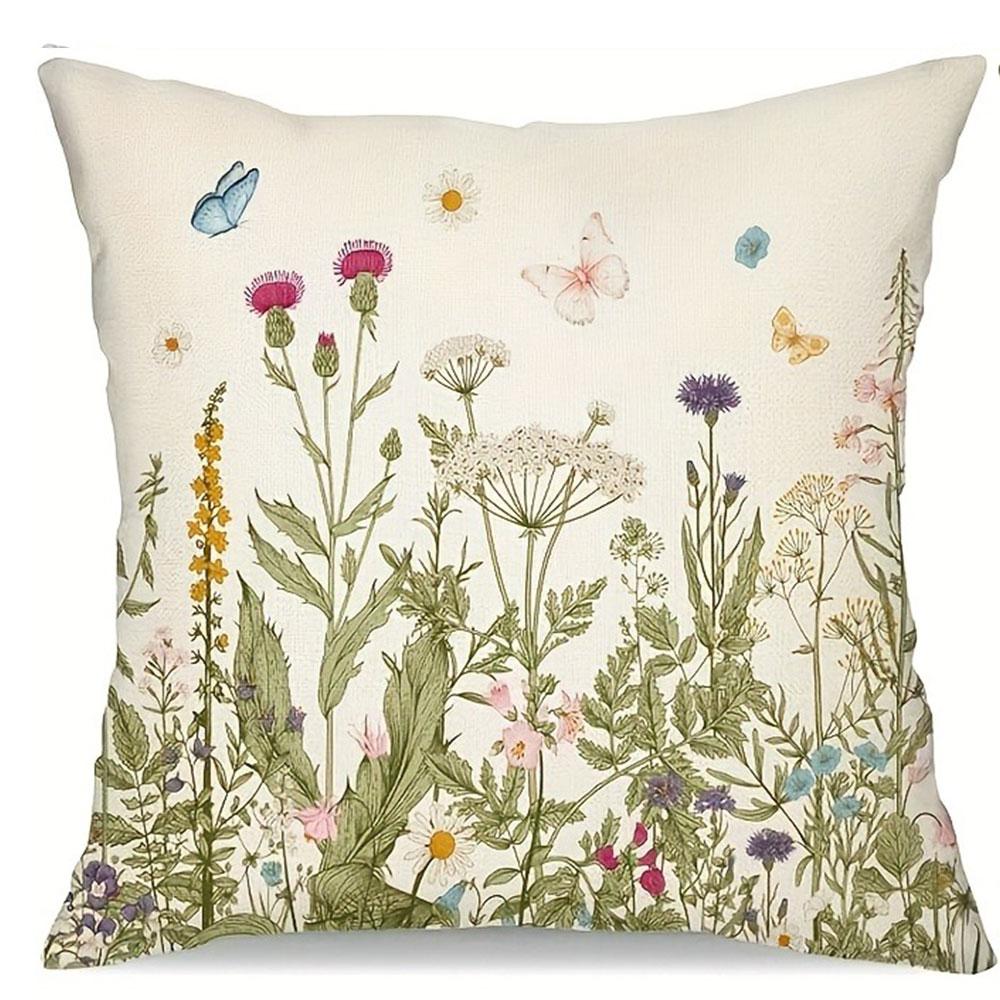 Greenery and Floral Warm Home PillowcaseBedroom Living Room Sofa Home Decor Polyester Cushion Cover with Zipper