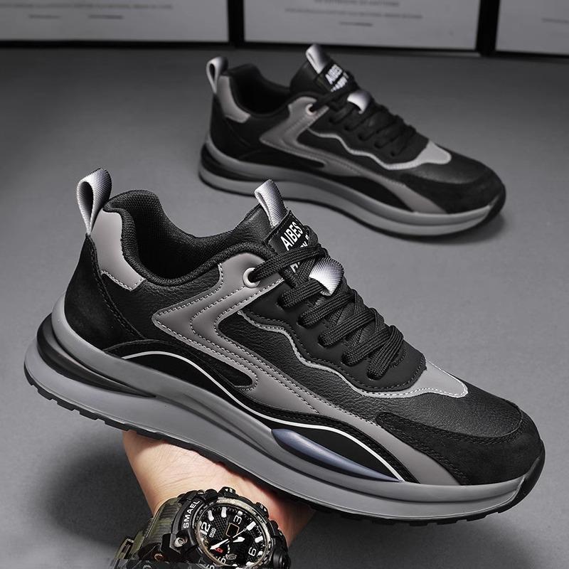 Sports men's shoes spring and autumn 2024 new leather surface waterproof and non-slip leisure work soft sole labor insurance tide shoes