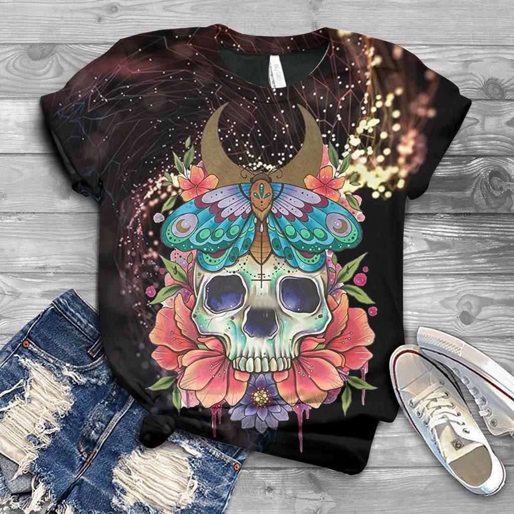 Plus Size Women Short Sleeve 3D  Printed  Tops Tee T-Shirt Blouse
