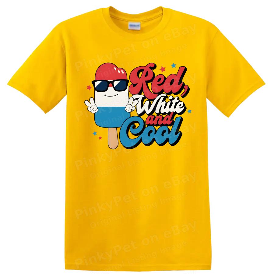 Red White and Cool Popsicle T Shirt Summer Fun Tee for Kids and Adults