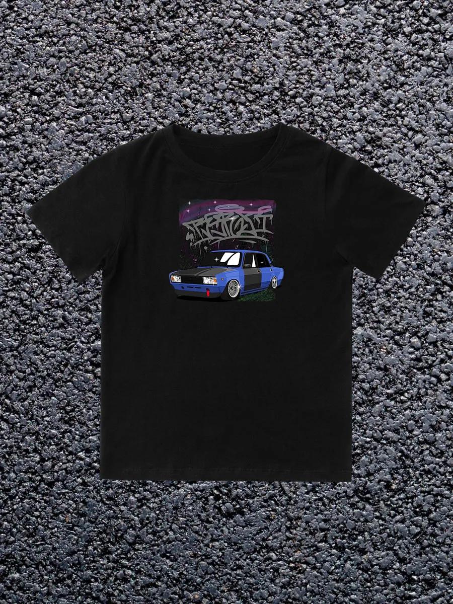 Round Neck Printed Pattern Pullover Short Sleeve Kids Tops Zhiga Graffiti 140