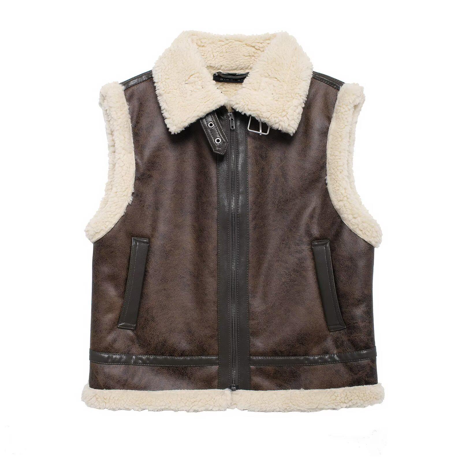 

Модный и удобный женский зимний жилет из тедди-флиса в европейском/американском стиле 2024 S