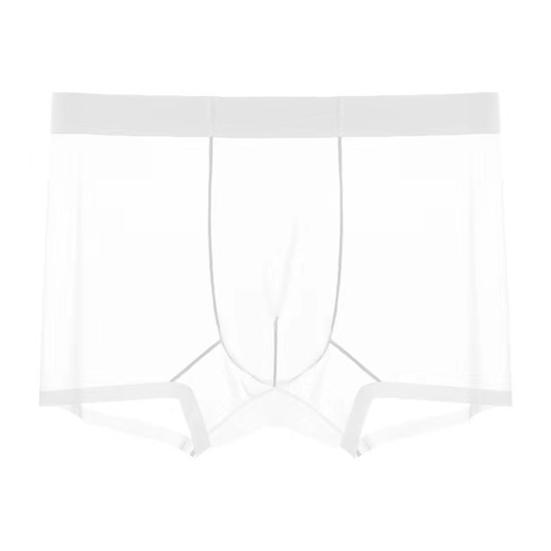 Herren Boxer Unterwäsche Elastisch Mittlere Taille Atmungsaktiv Slim Fit Shorts Slips Reine Farbe U-Konvex Design Ultra Dünn Nahtloses Netzgarn Panties Tägliche Kleidung