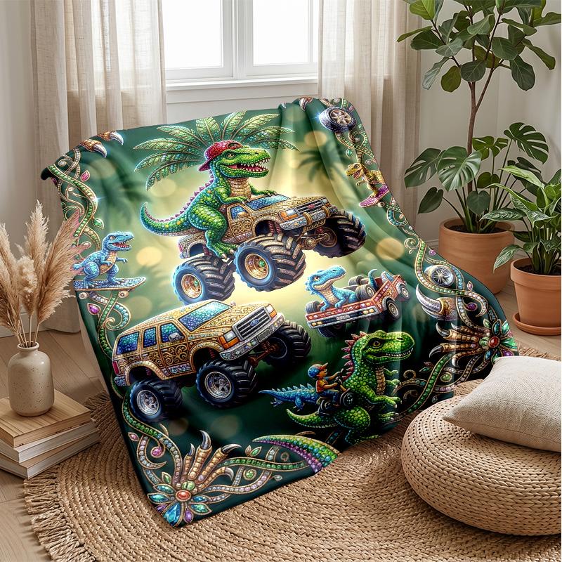 Cyberpunk Monster Truck Blanket Personalized Name Flannel Blanket Soft Cozy Plush Throw for Sofa Bed Lightweight Home Decor