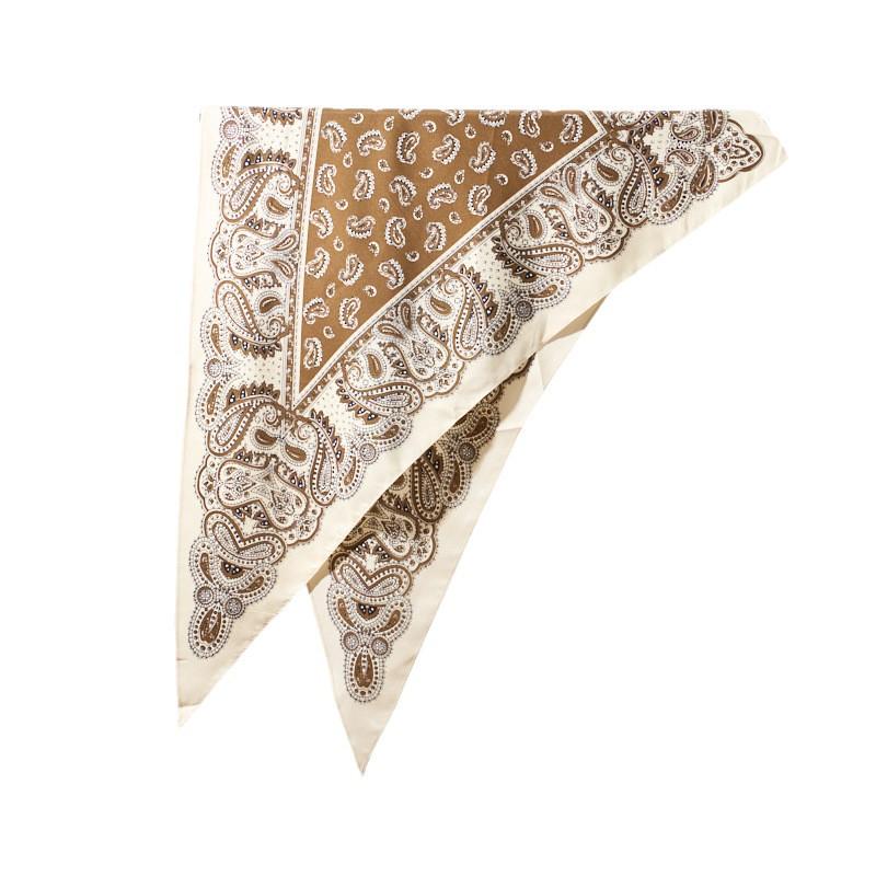 Vintage Paisley Print Imitation Silk Triangle Neck Scarf For Women Fashion Accessory