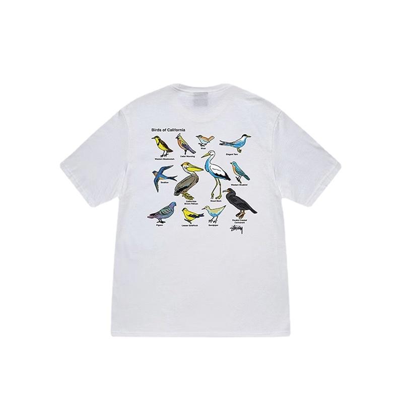 24 Kreatives Vogel-Print Rundhals Baumwoll Kurzarm T-Shirt Hohe Qualität Mode Explosiv Trendig Unisex Harajuku