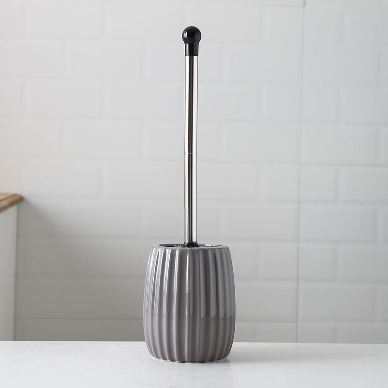 

Ceramic Toilet Brush Set Household Toilet Brush Toilet Cleaning Brush Long Handle No Dead Angle Toilet Brush Grey - Round Vertical